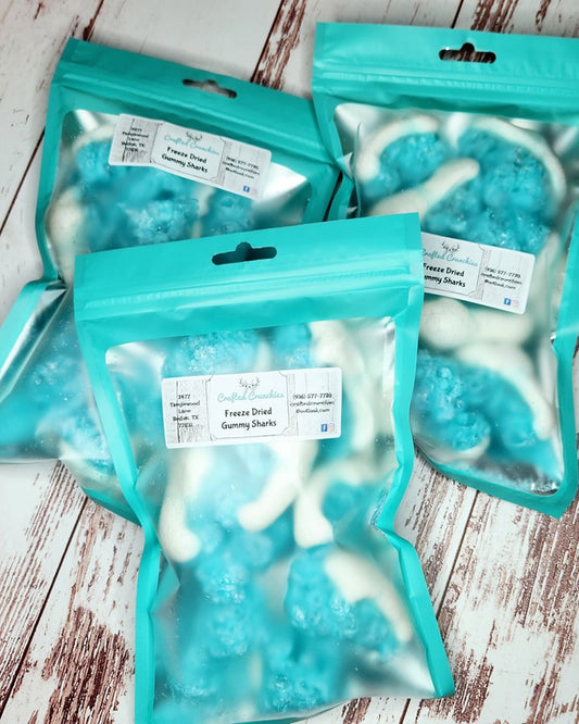 Freeze Dried Gummy Sharks- 5x8 STANDARD Size